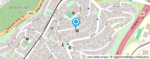 מפת הגעה אל בית הכנסת המרכזי בית הכרם
