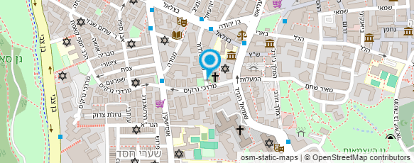 מפת הגעה אל כנסיית הבפטיסטים בירושלים