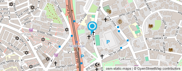 מפת הגעה אל הכנסיה הבפטיסטית מזרח ירושלים