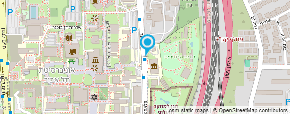 מפת הגעה אל הגנים הבוטניים של אוניברסיטת תל-אביב