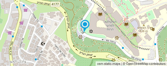 מפת הגעה אל בית הכנסת האוניברסיטאי ע"ש הכט