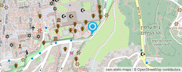 מפת הגעה אל הגן הארכיאולוגי ירושלים