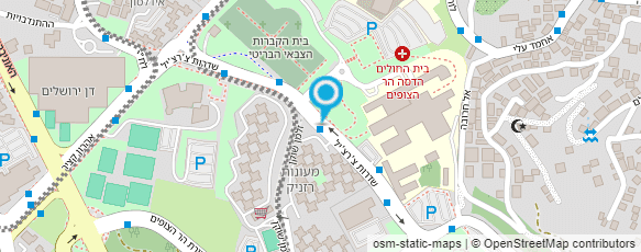 מפת הגעה אל בי"ח הדסה הר-הצופים-מחלקת קרדיולוגיה ילדים