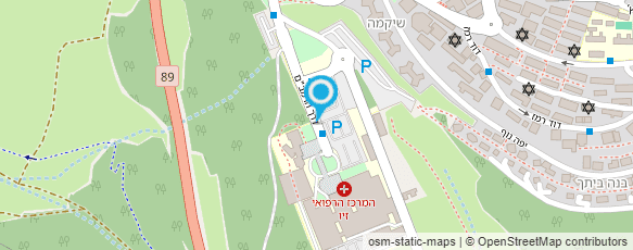 מפת הגעה אל בי"ח זיו-המרפאה לגילוי סרטן המעי הגס