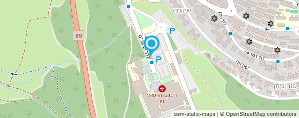 מפת הגעה אל בי"ח זיו- היחידה הנוירולוגית