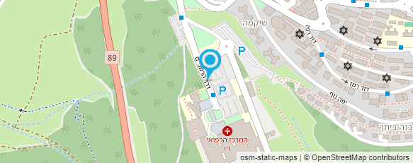 מפת הגעה אל בית חולים זיו - מחקרים סוכרת